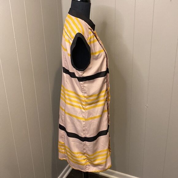 JASON WU Medium Striped Mod Collar Sleeveless Button-up Shift Shirt Dress - Picture 4 of 7